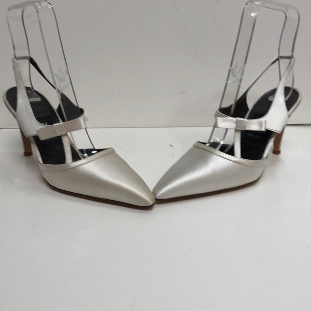 DiSandro Made in Italy White Satin Sling Back Pump - Picture 2 of 4